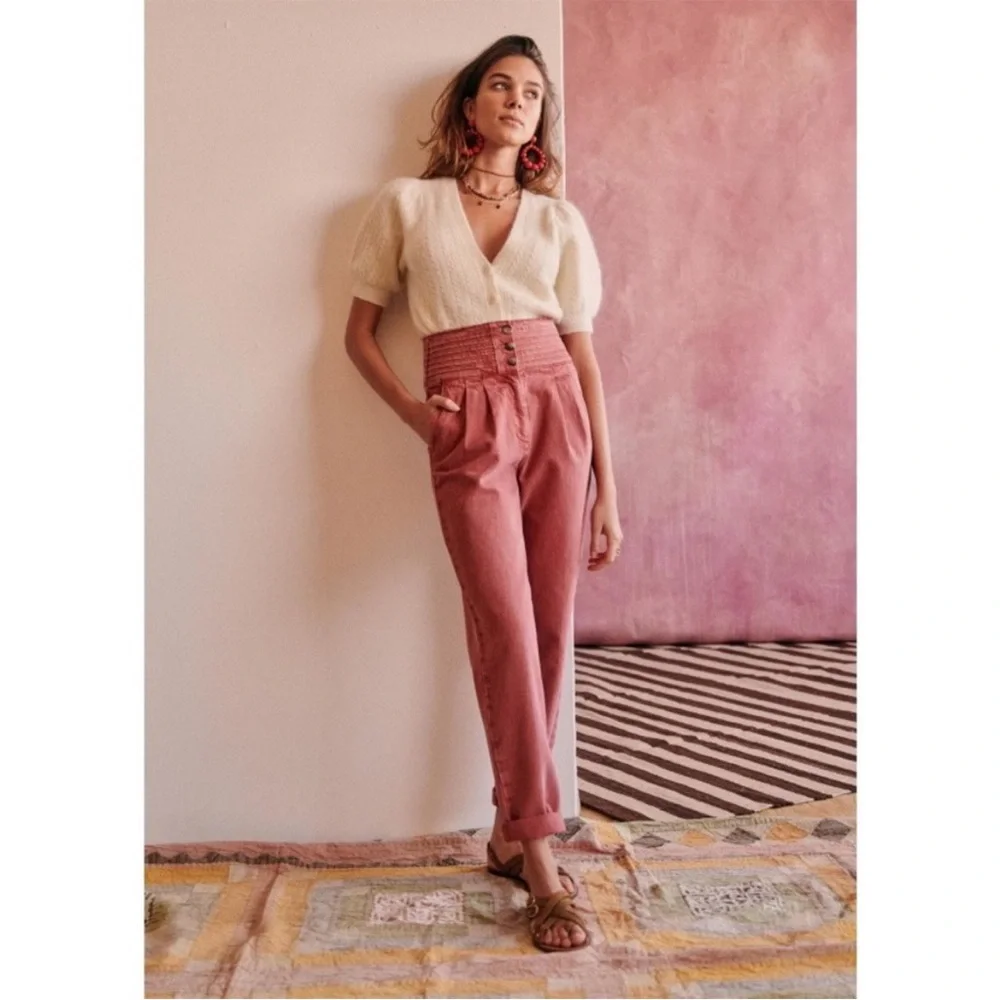 SÉZANE Sidney Dusty Rose Trousers Size 38/6 - Picture 1 of 13